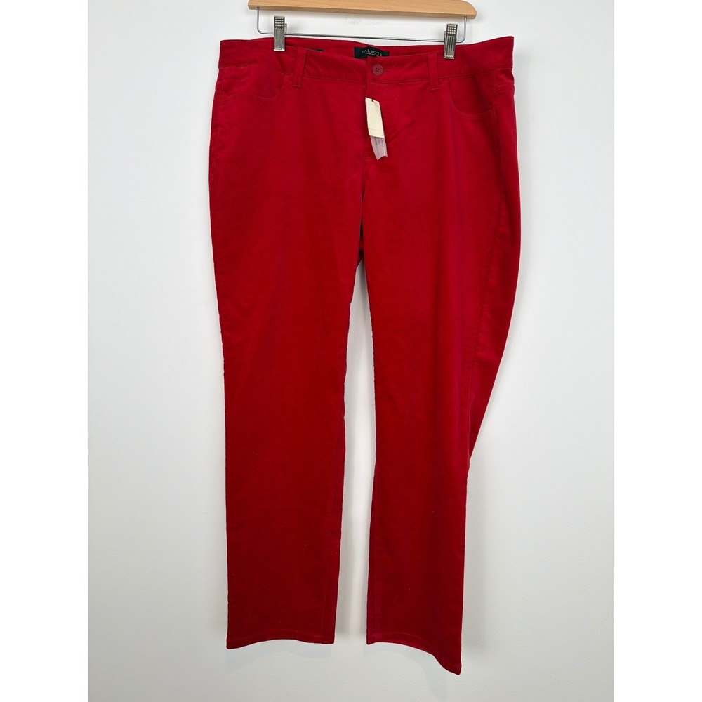 NWT Talbots Pants 16WP Red Velvet Straight Leg Woman Petites Holiday Festive